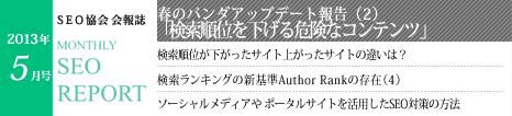 SEO協会会報誌「MONTHLY SEO REPORT」2013年5月号
